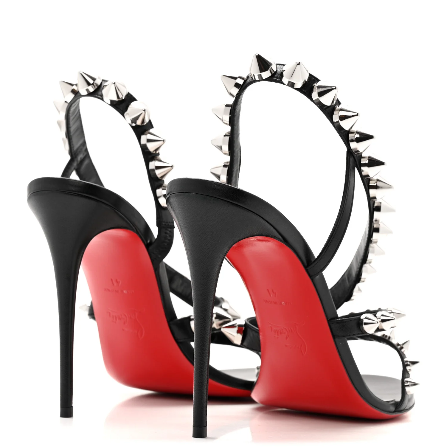 Calfskin Spikita Slingback 100 Stiletto Pumps 41 Black Silver - Top Club