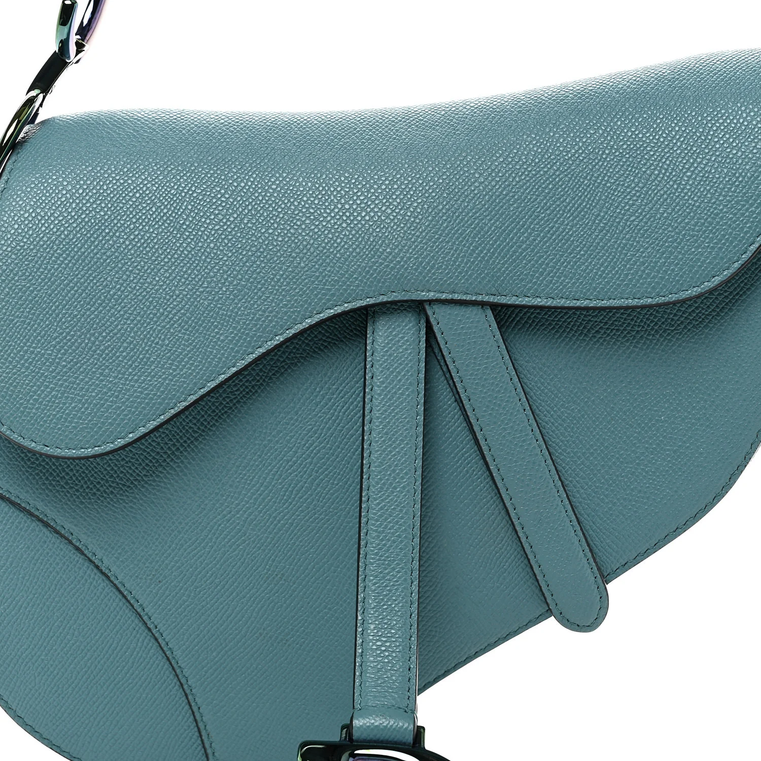 Grained Calfskin Saddle Bag Azure Blue - Top Club
