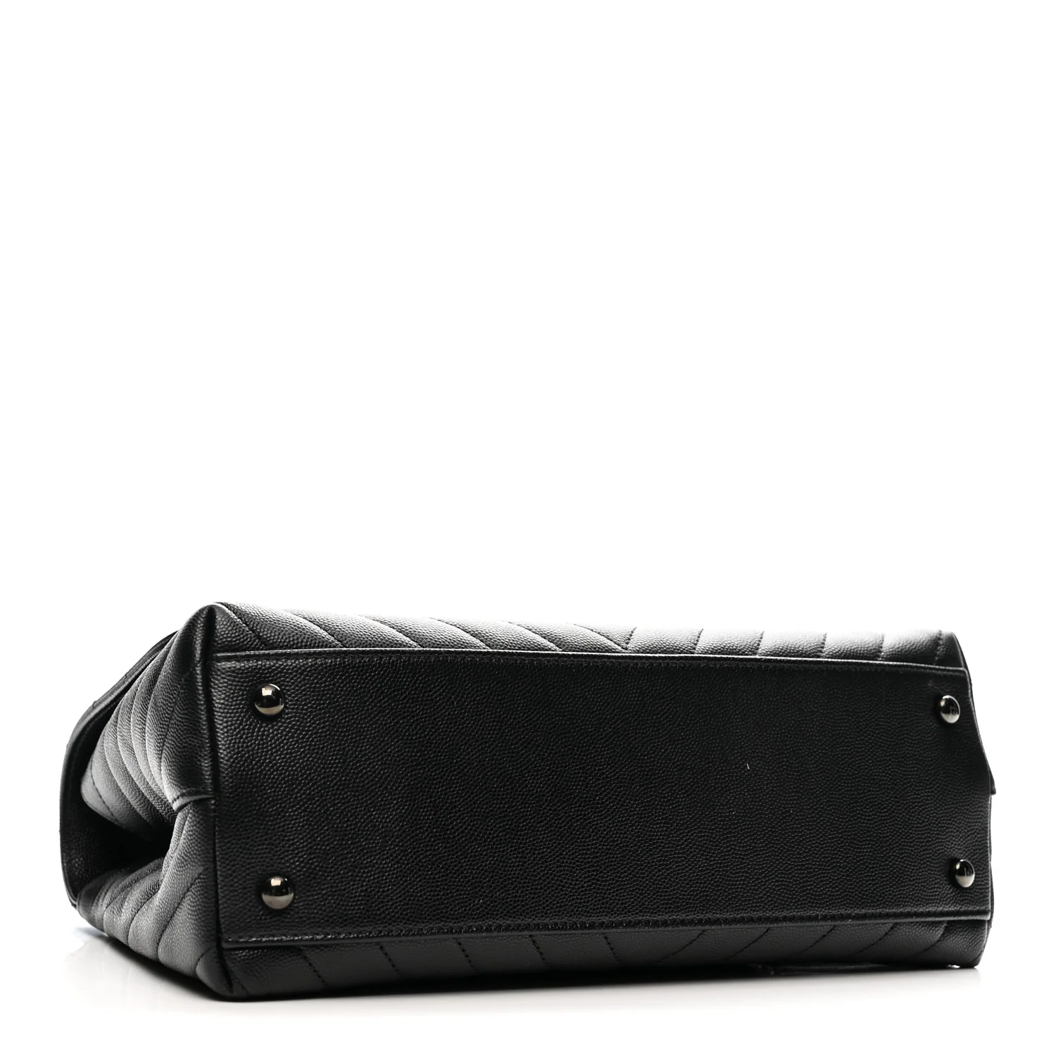 Caviar Chevron Quilted Small Coco Handle Flap So Black - Top Club