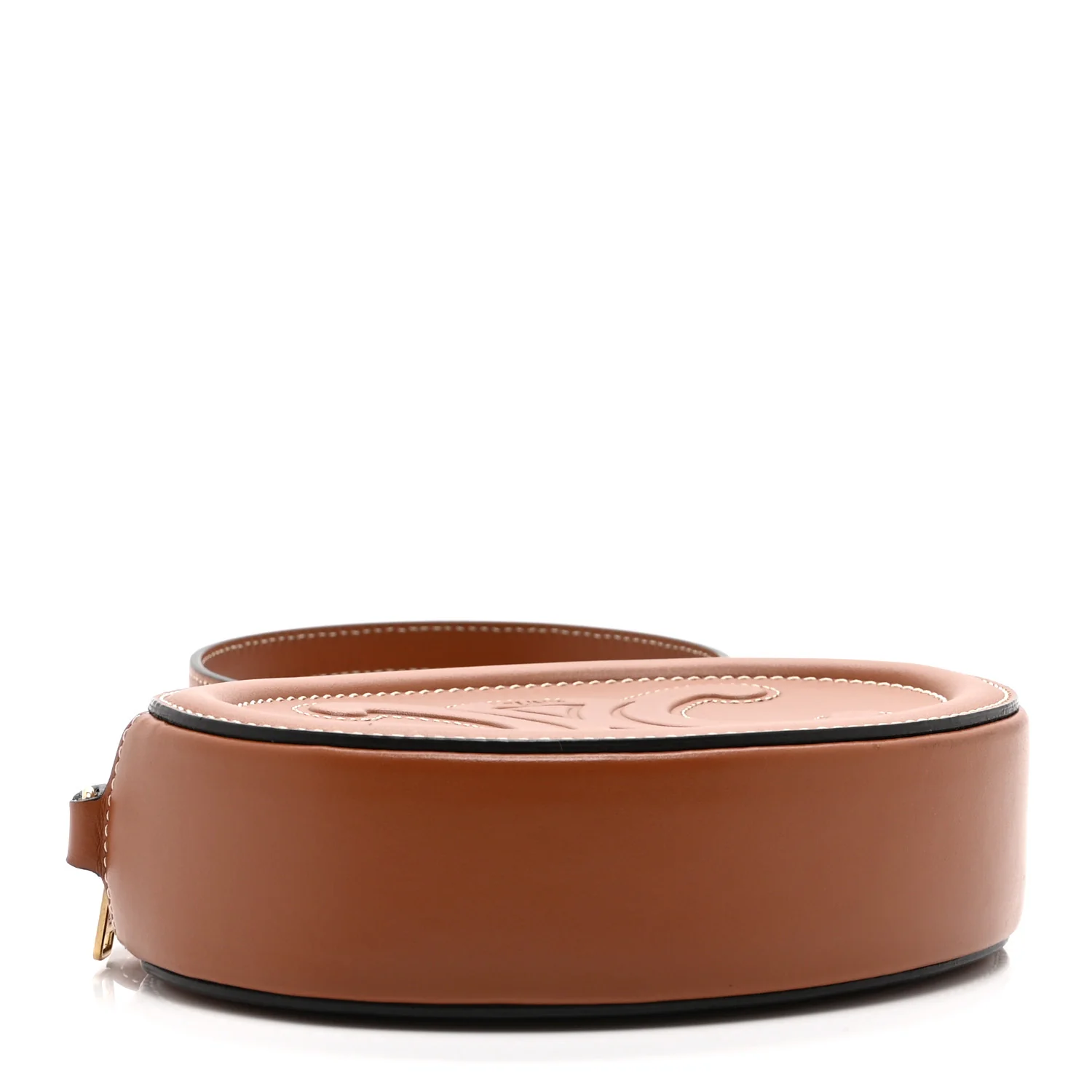 Smooth Calfskin Cuir Small Triomphe Oval Crossbody Purse Tan - Top Club