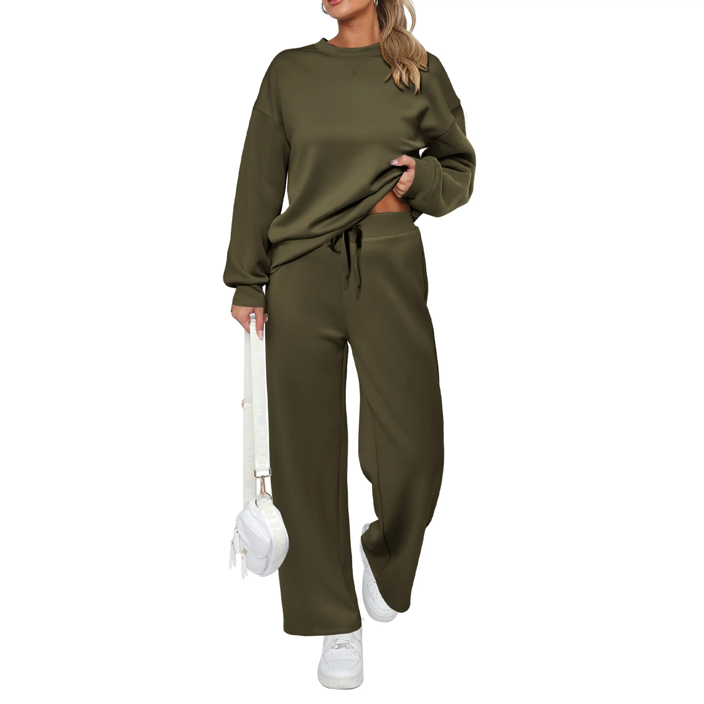 PrettyGarden Women's 2 Piece Outfits Long Sleeve Pullover Tops And Long Pants Lounge Sets Tracksuit