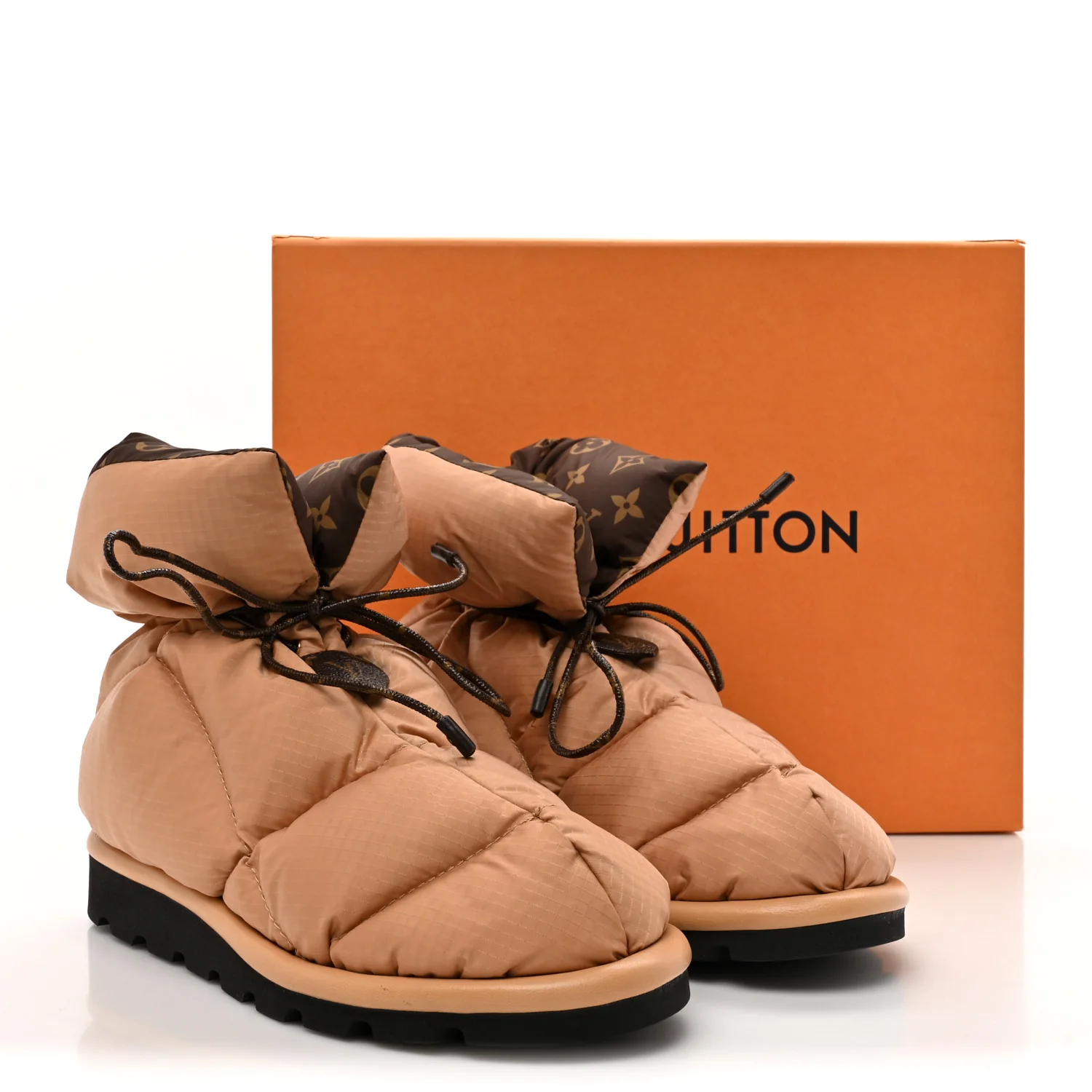 Nylon Monogram Pillow Comfort Ankle Boot 38 Beige - Top Club