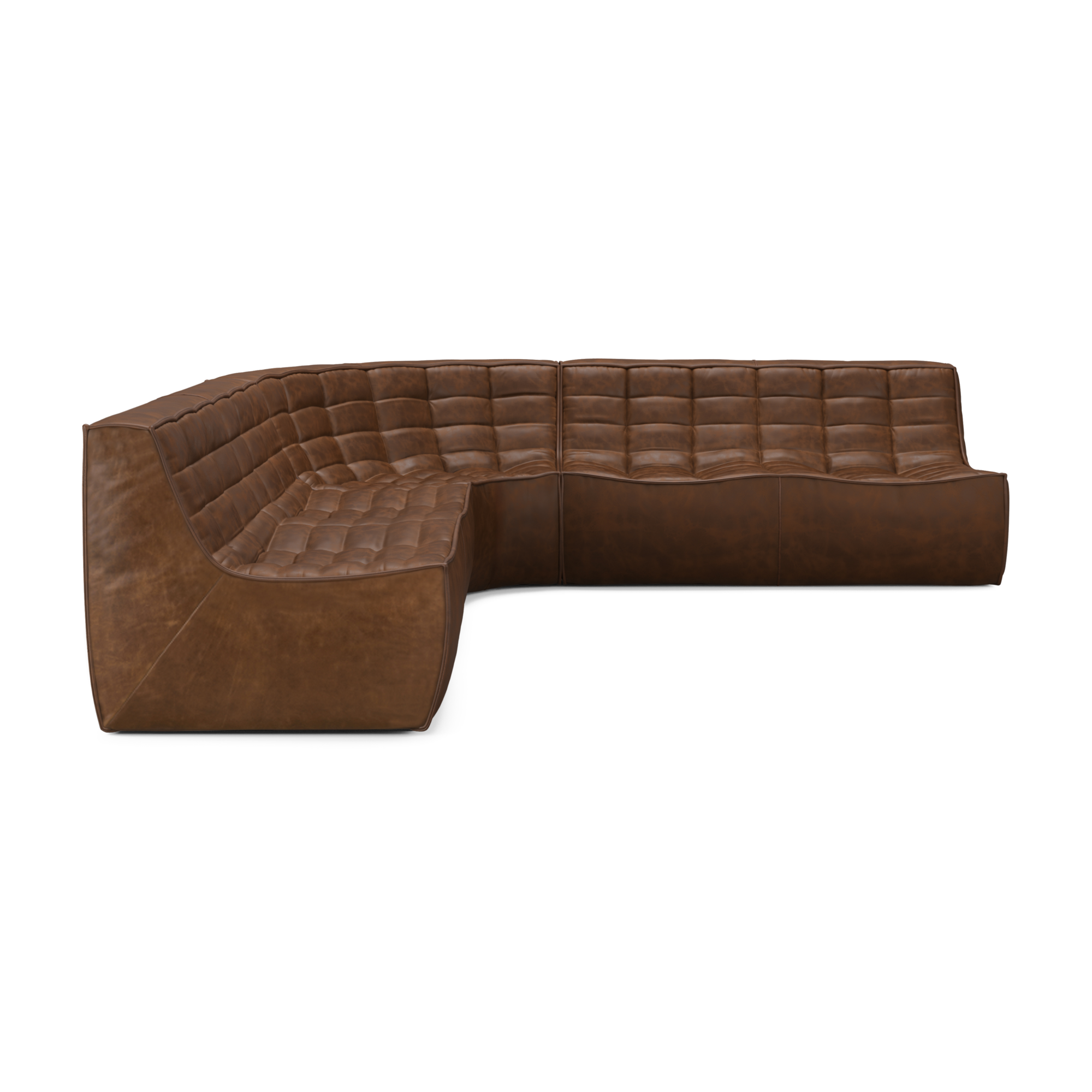 Modulaire bank N701 chestnut set 2x2 seat 90° ronde hoek