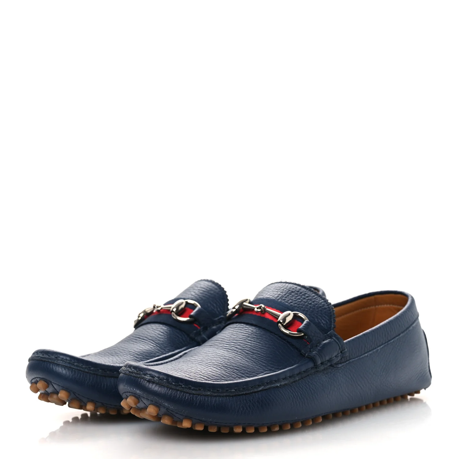 Road Calfskin Web Mens Horsebit Driver Loafers 9 Maritime - Top Club