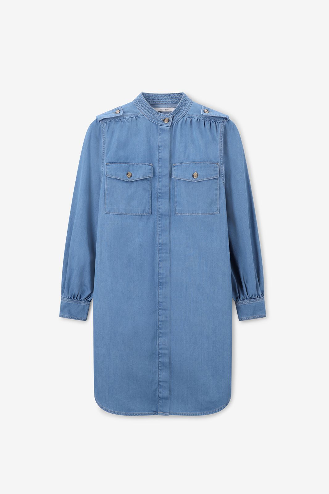 Blauwe denim midi jurk