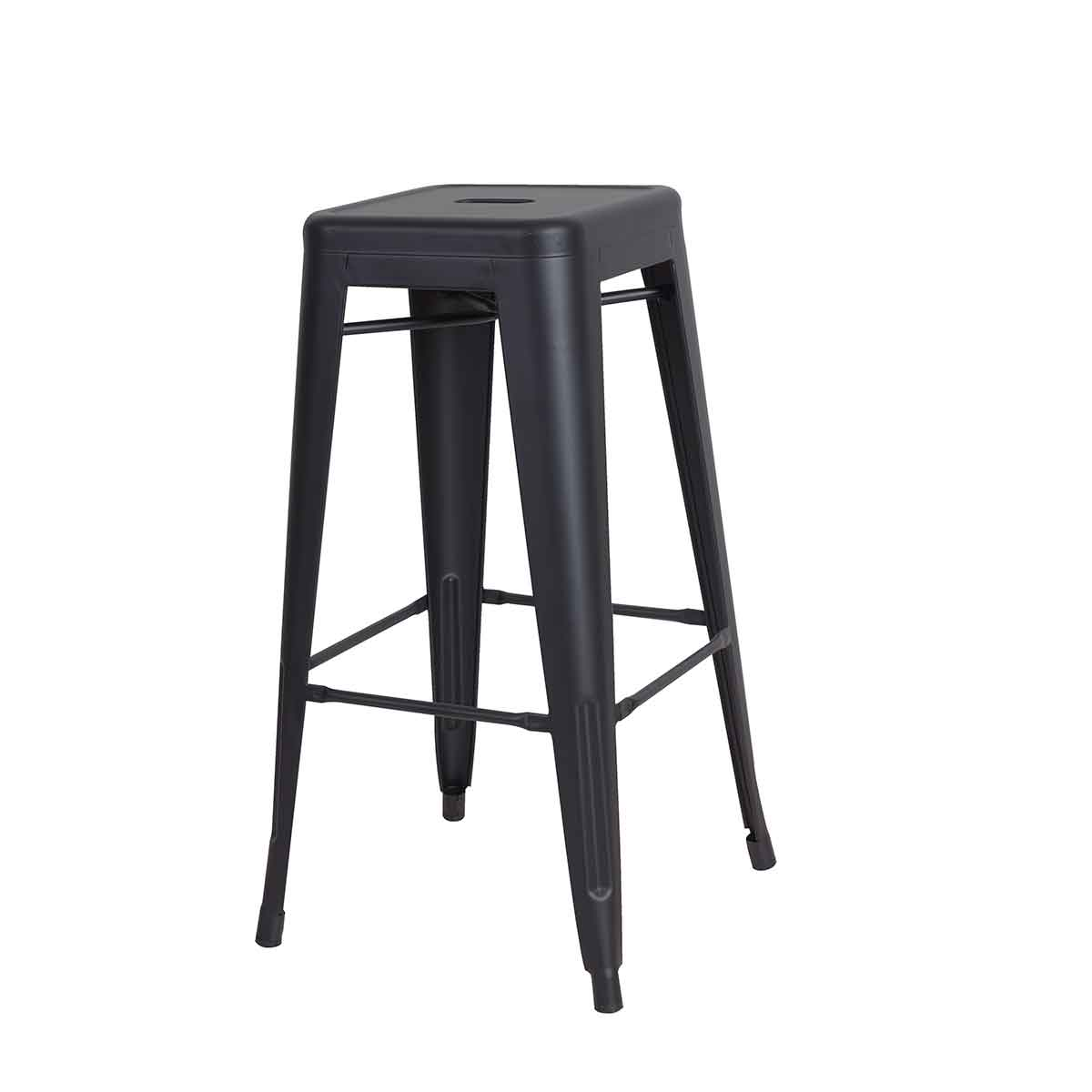Metalen barkruk Café (zithoogte 77 cm) Mat zwart