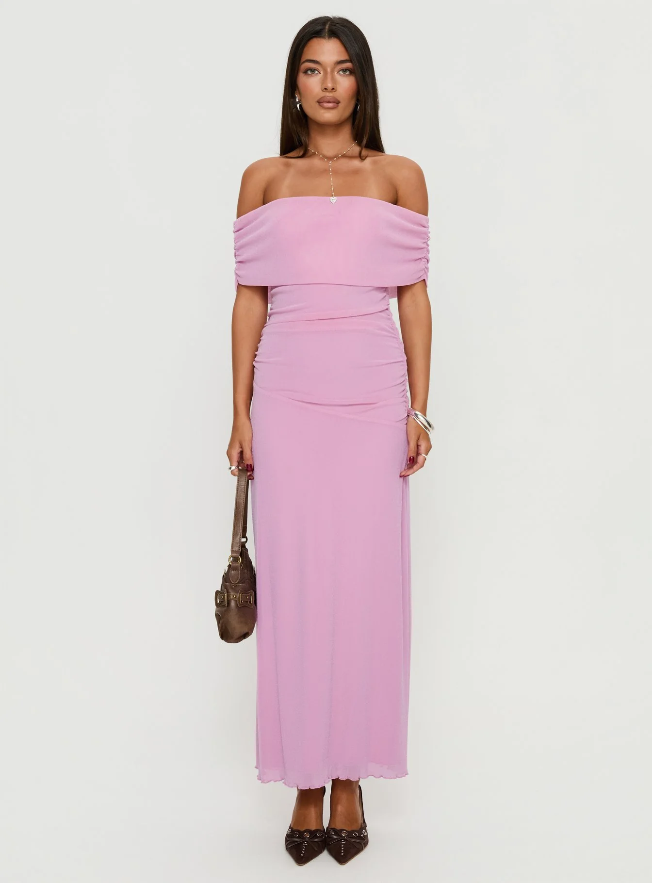 Penelopa Off Shoulder Maxi Dress Pink