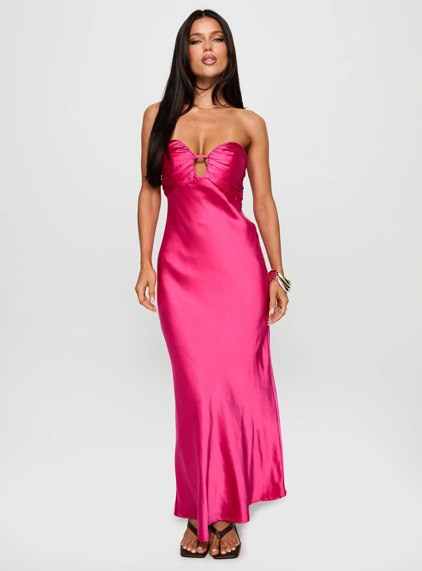 Cyprian Strapless Maxi Dress Hot Pink
