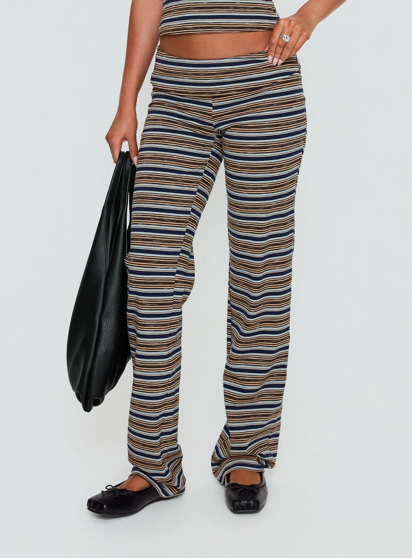 Manolo Foldover Pants Brown / Grey Stripe