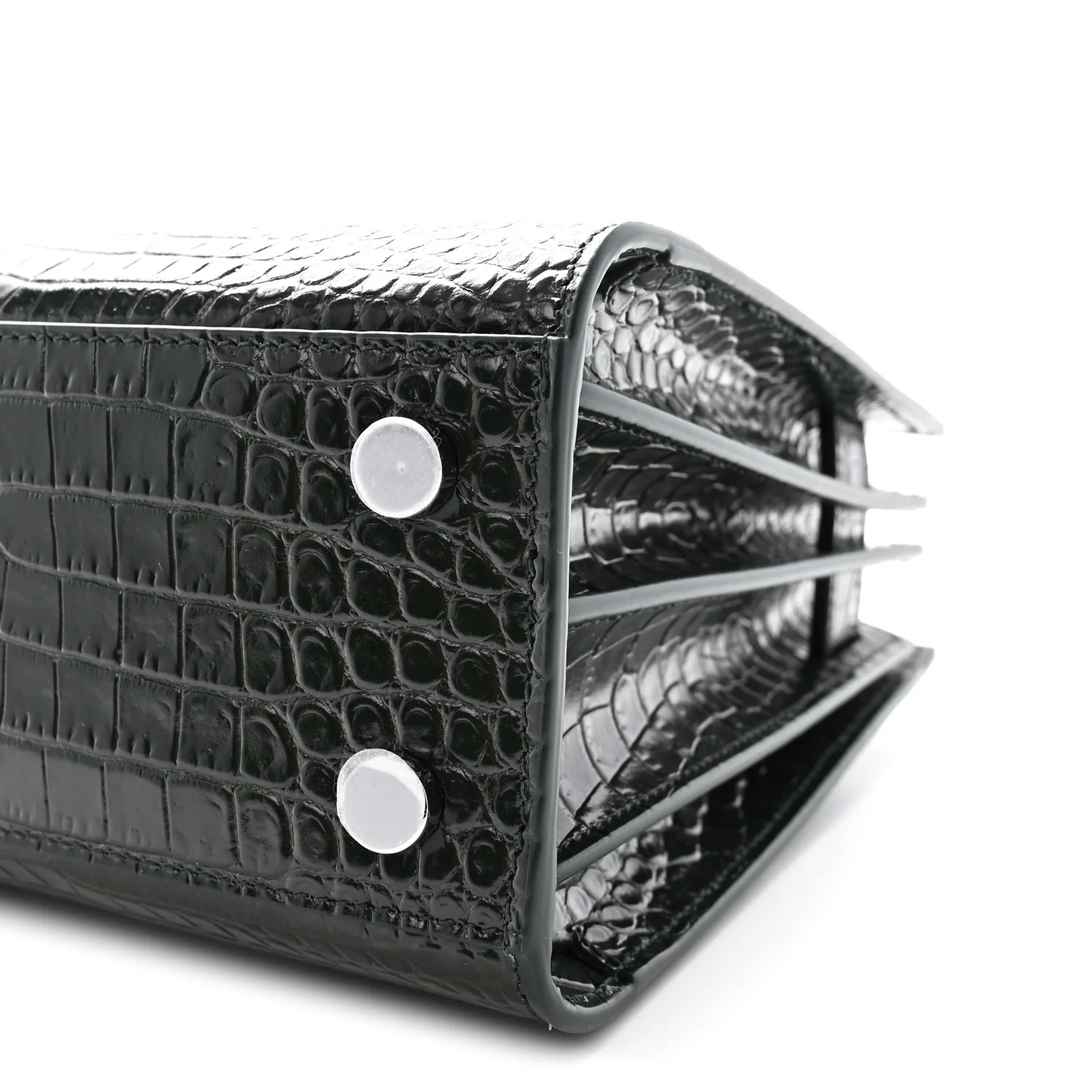 Calfskin Crocodile Embossed Nano Sac De Jour Dark Green - Top Club