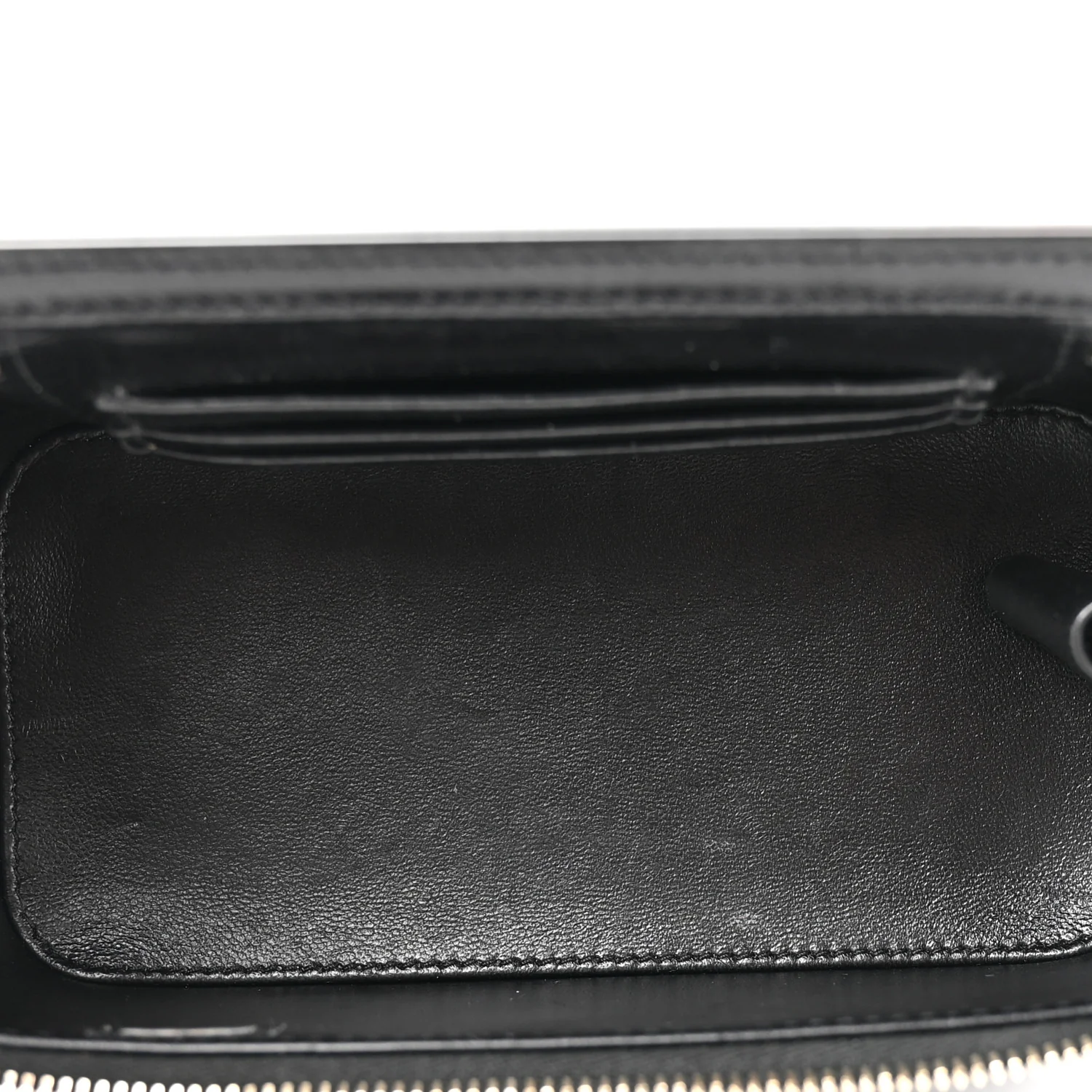 Lambskin Quilted Small Top Handle Vanity Case With Chain Black - Top Club