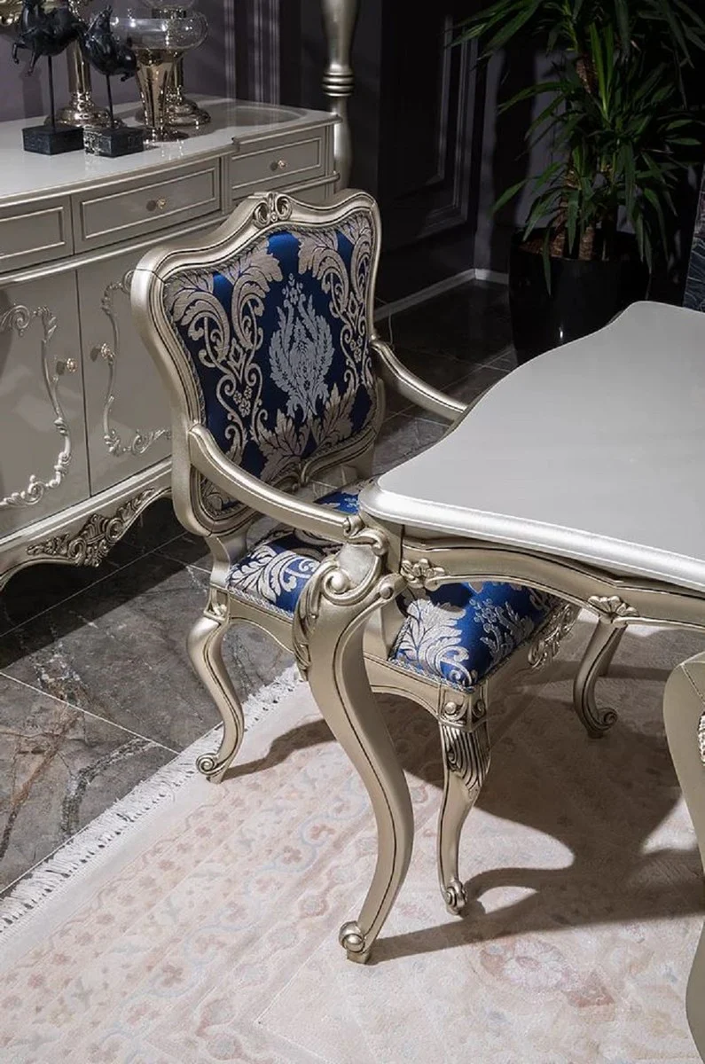 Luxury baroque dining table silver - magnificent solid wood dining room table - magnificent baroque dining room furniture