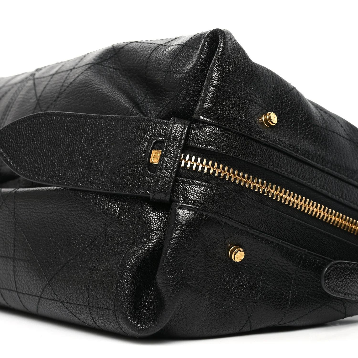 Shiny Grained Calfskin Macrocannage Medium D-Journey Bag Black - Top Club
