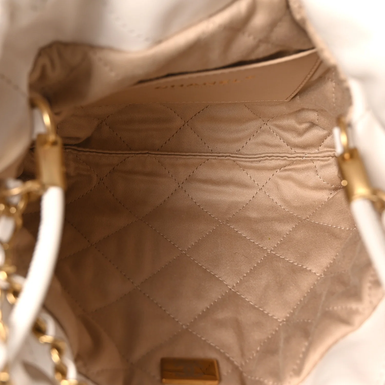 Shiny Calfskin Quilted Mini Chanel 22 White - Top Club