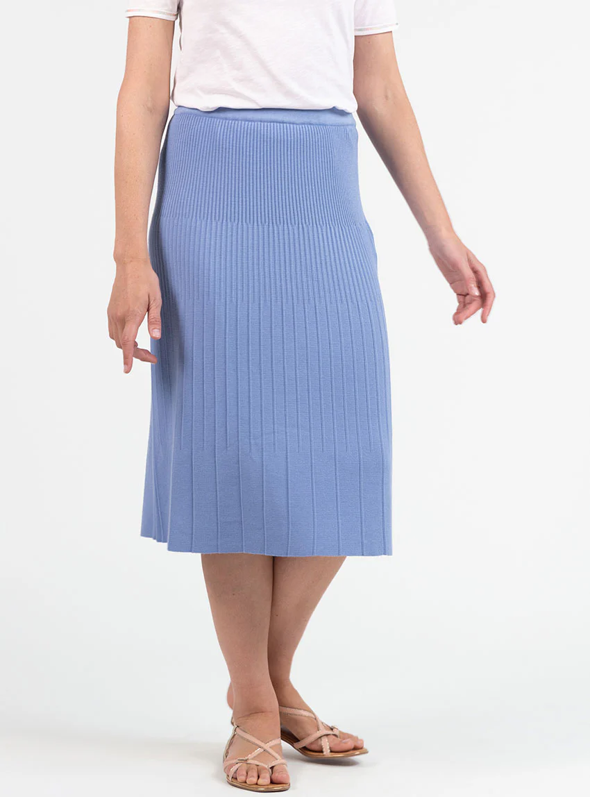 Jupe plissée femme fluide en viscose bleu aster