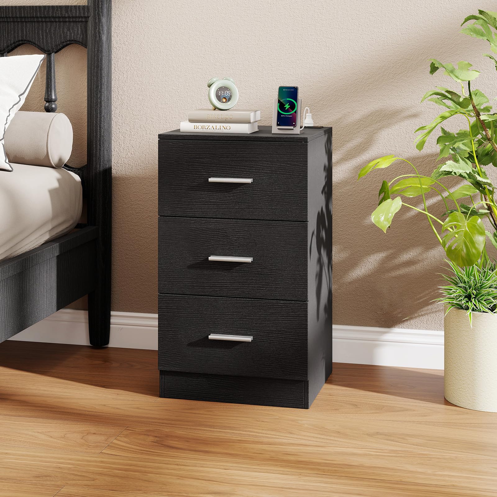 BEFOUNDLOVELY 3-Drawer Nightstand Modern Drawer Organizer