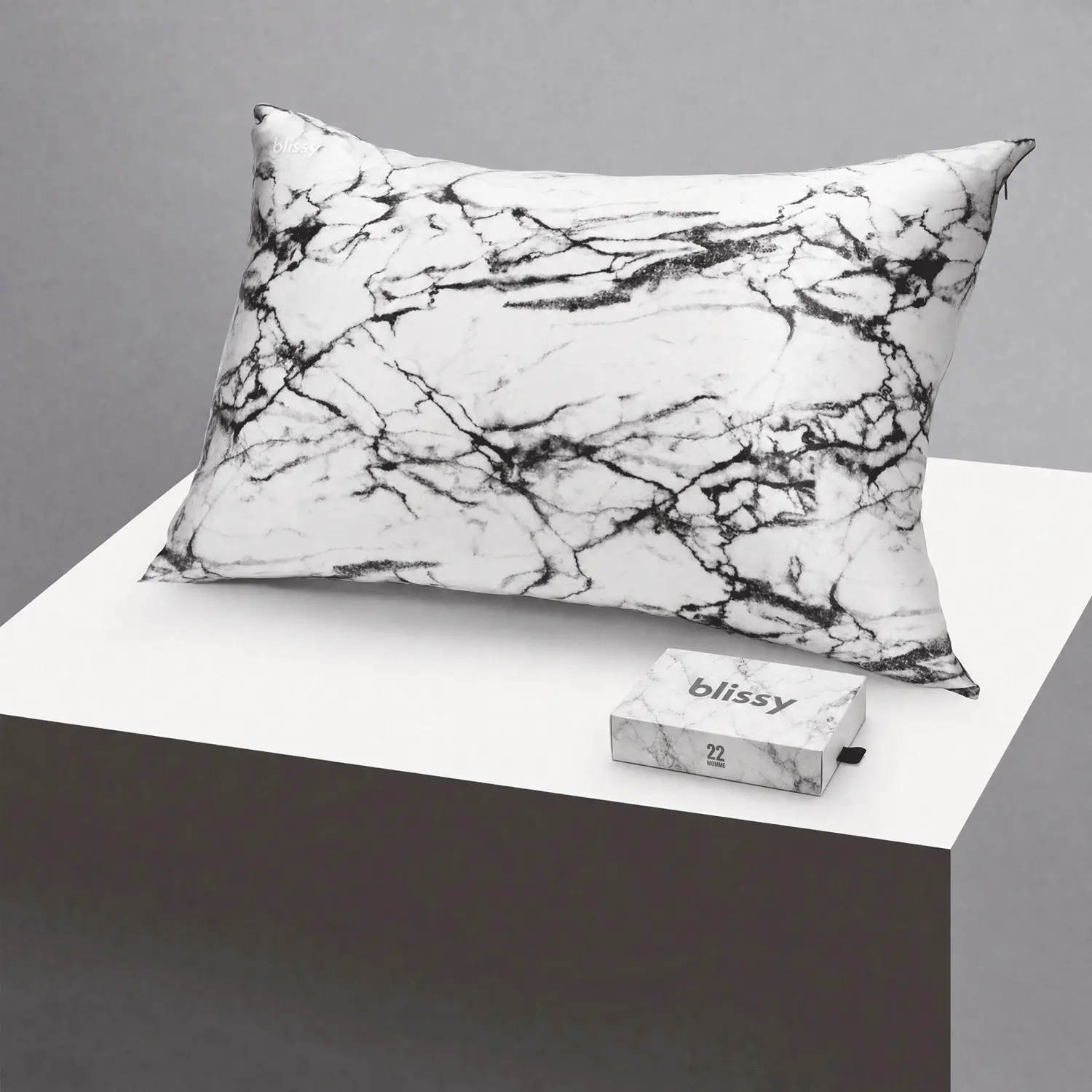 Blissy Marble Silk Pillowcase – 100% Mulberry Silk – Improves Hair, Skin & Sleep