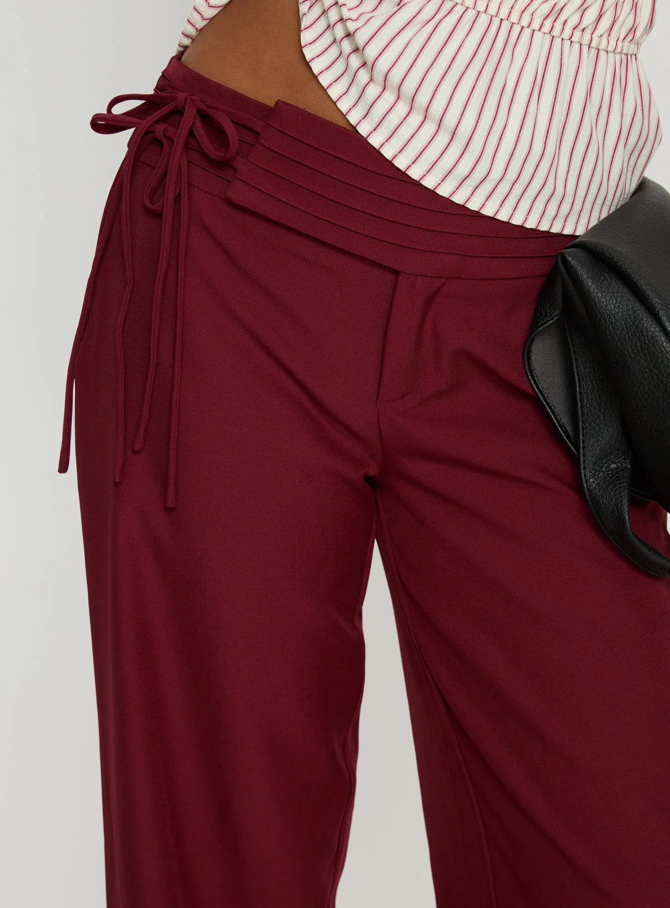 Good Riddance Pleat Tie Slouch Pants Burgundy