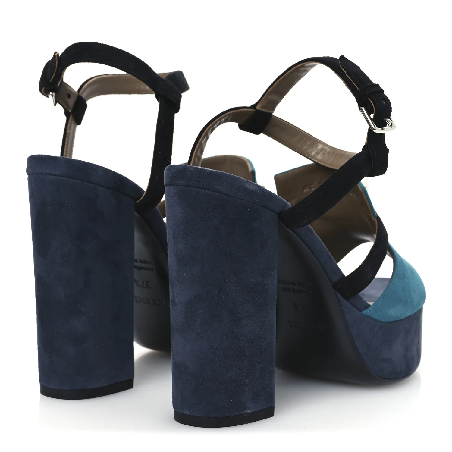 Suede Goatskin Calas Sandals 37.5 Vert Oxford Bleu Celeste Black - Top Club