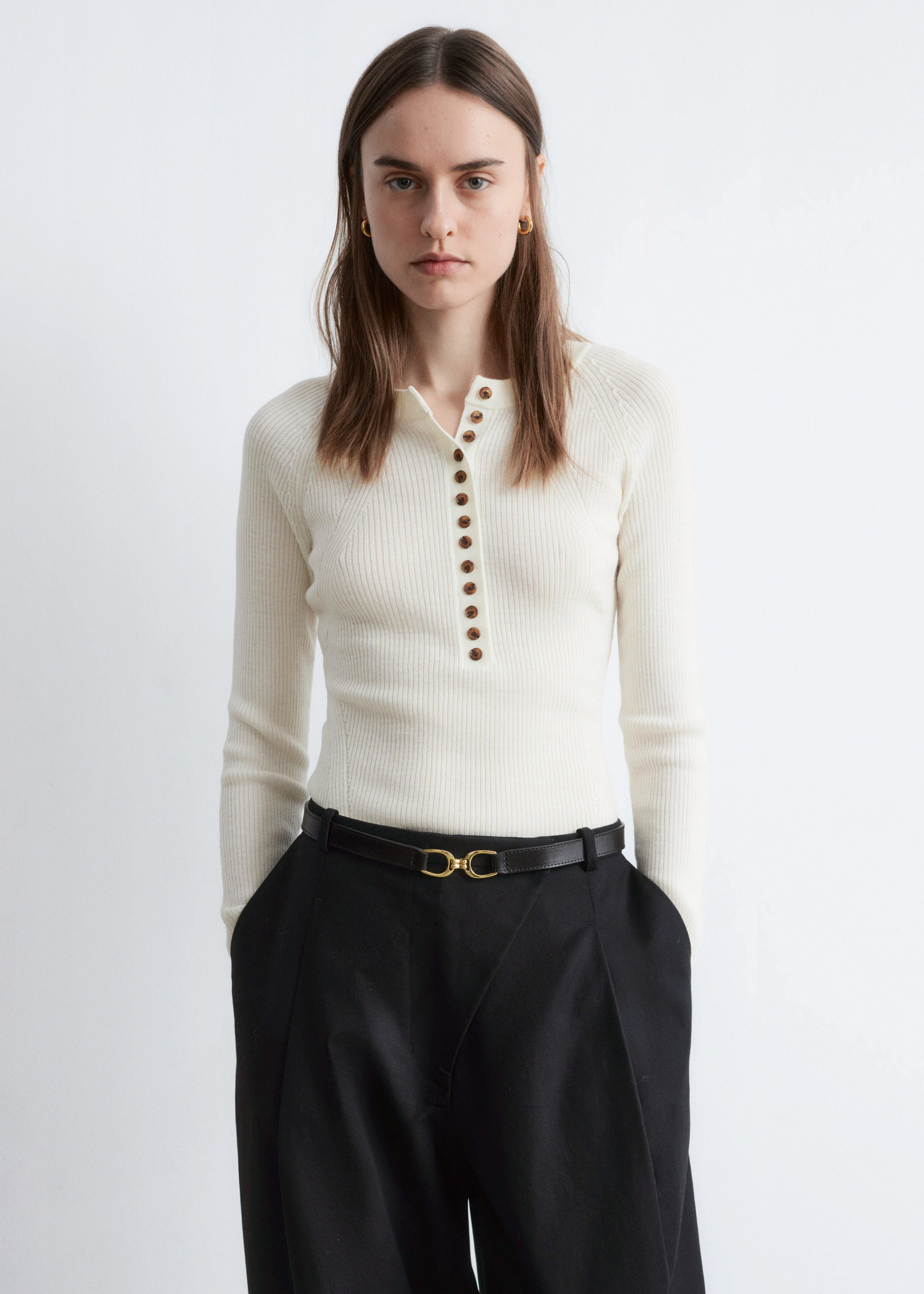 & Other Stories HALF-PLACKET MERINO WOOL TOP