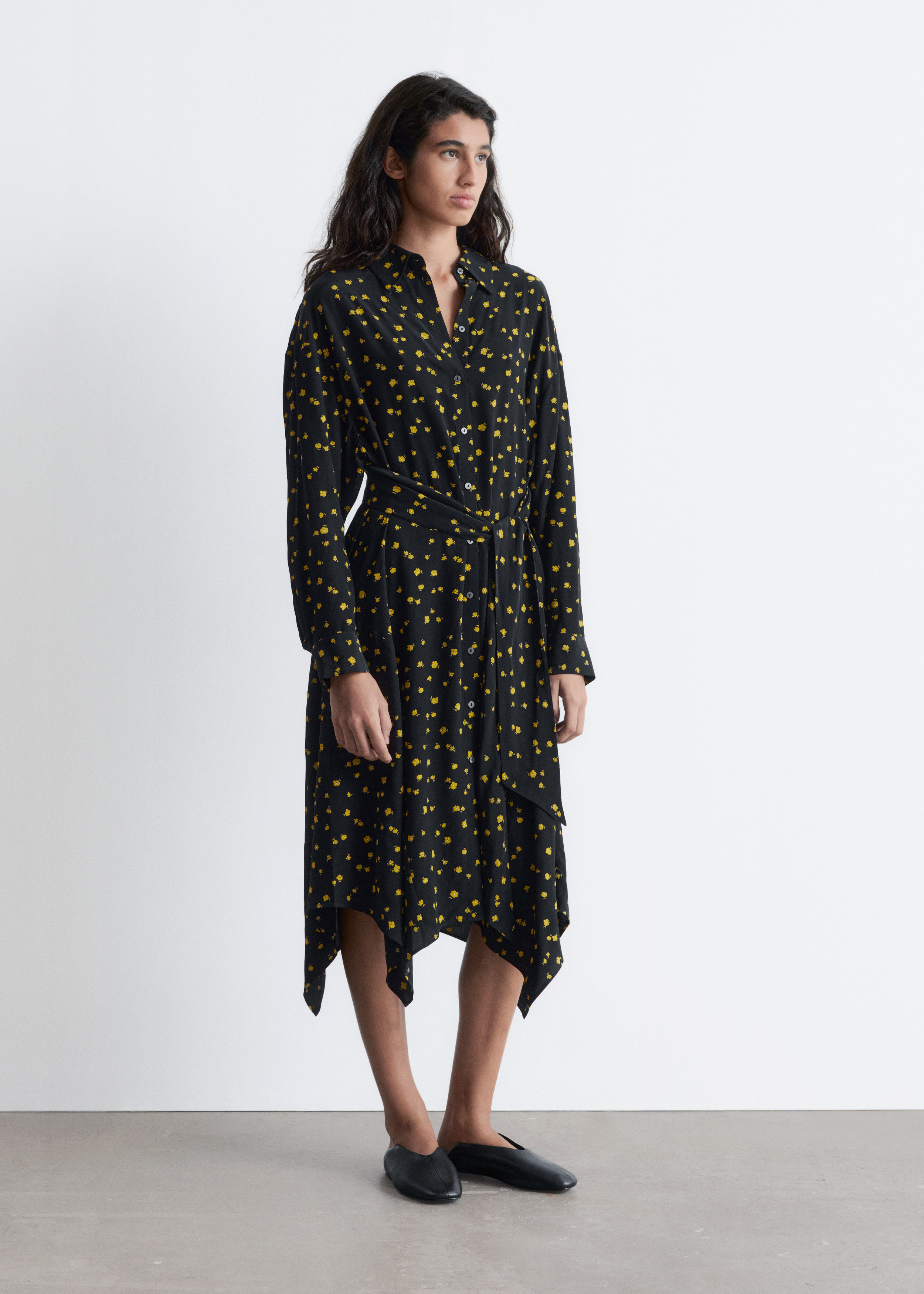 & Other Stories TIE-DETAIL MIDI SHIRT DRESS