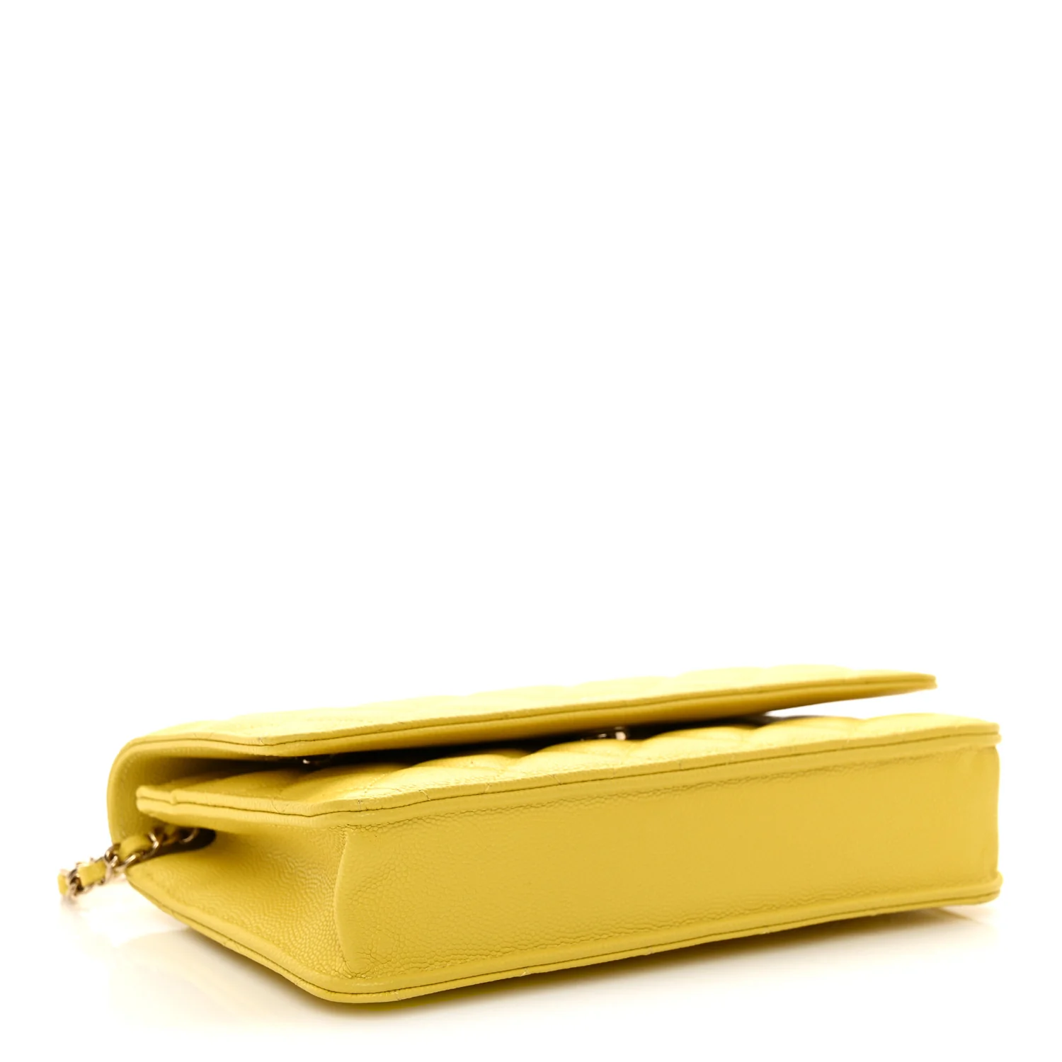 Caviar Quilted Wallet on Chain WOC Yellow - Top Club