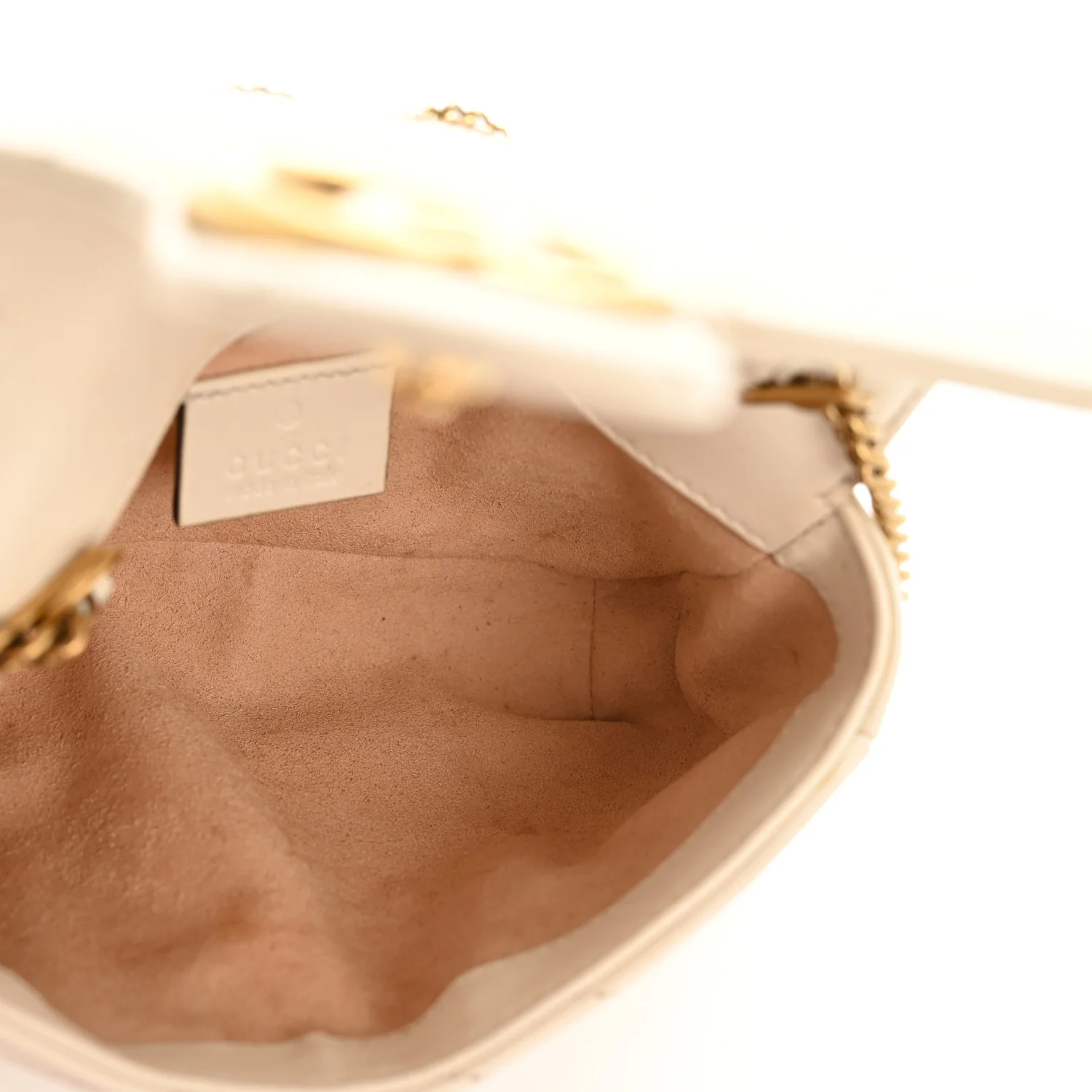 Calfskin Matelasse Super Mini GG Marmont Shoulder Bag White - Top Club