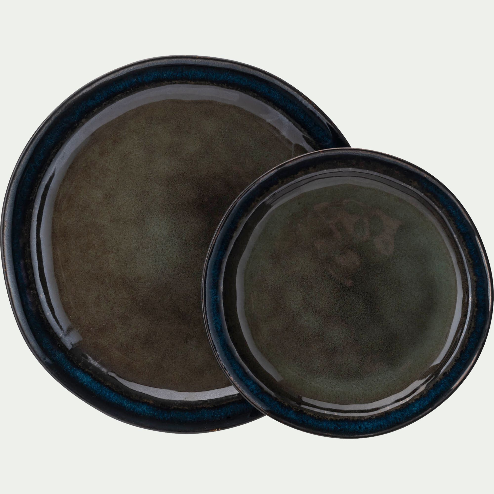 JADE - Assiette à dessert en grès D20,5cm - vert cèdre