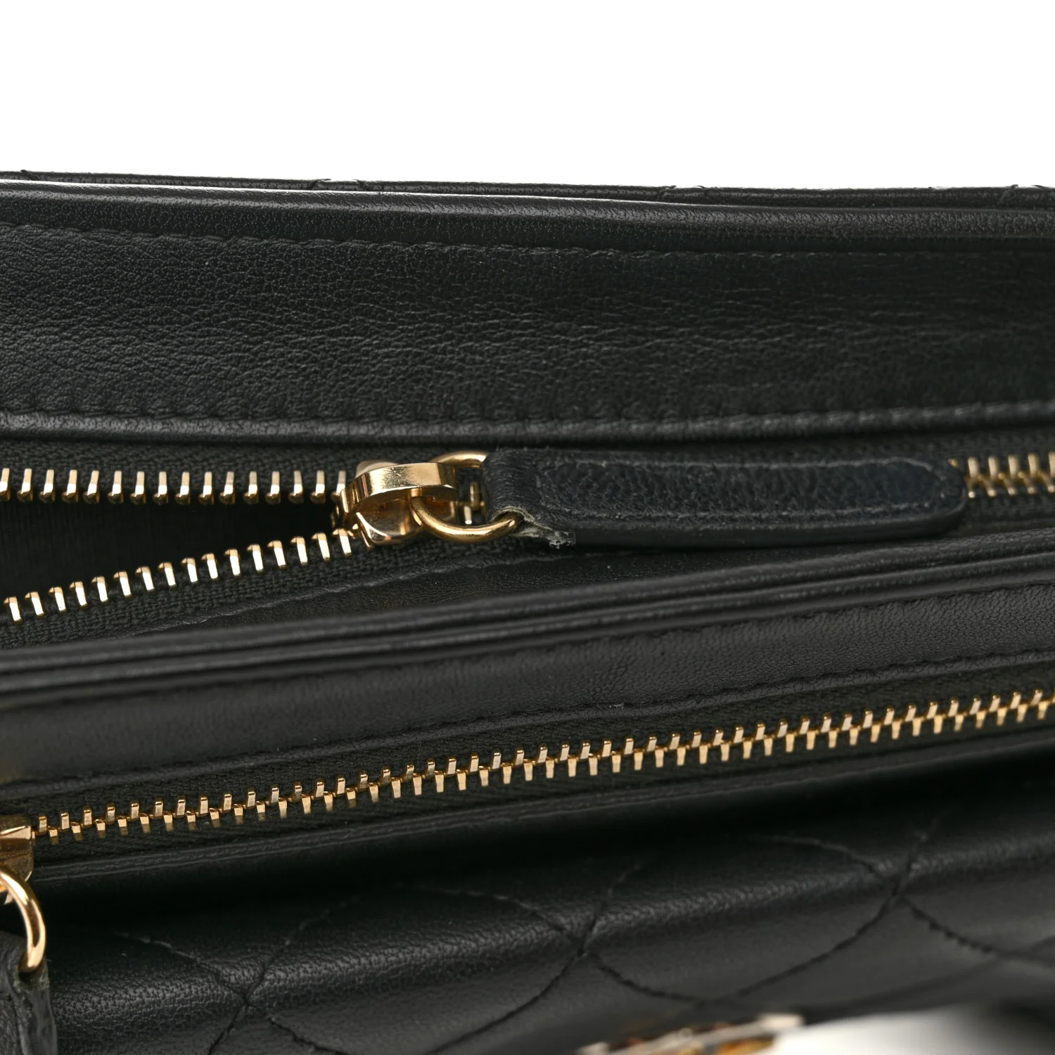 Lambskin Quilted Square Front Pocket Clutch With Chain Black - Top Club