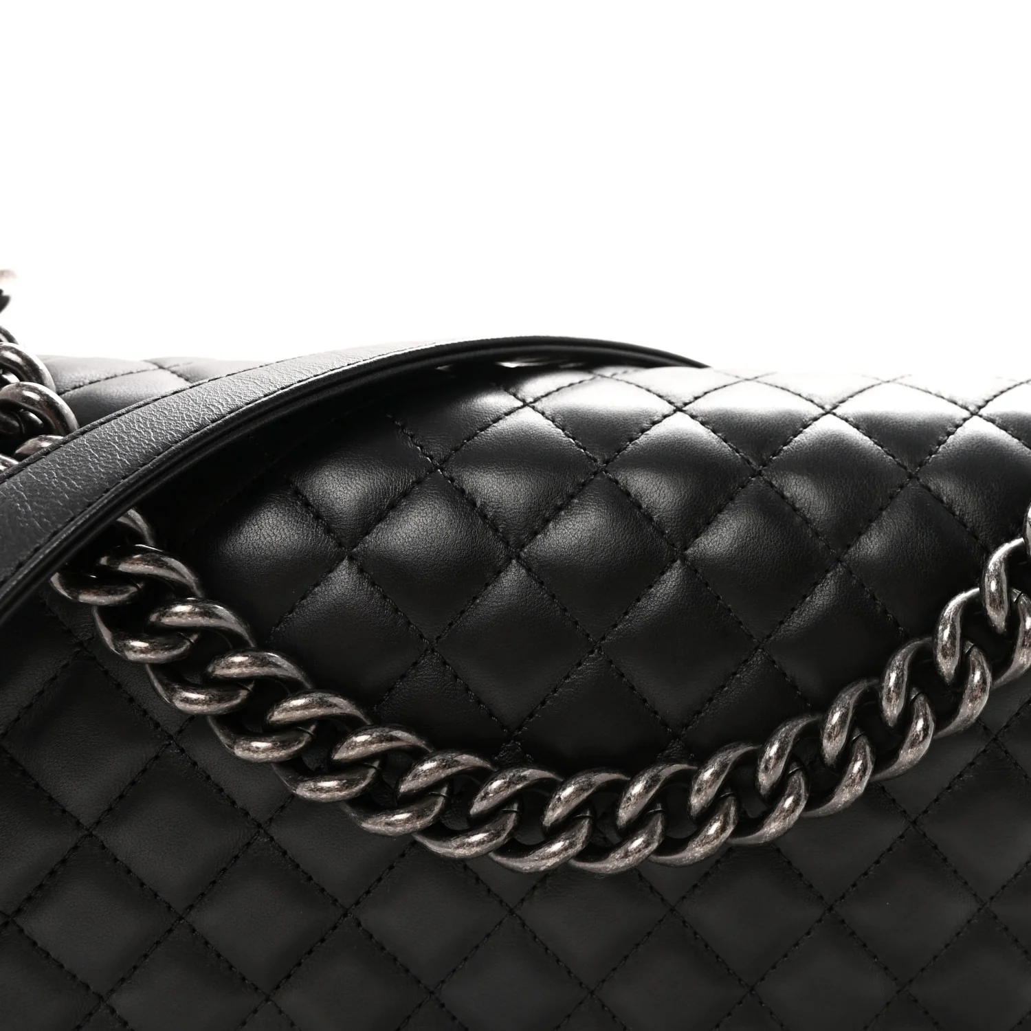 Lambskin Quilted New Medium Boy Flap Black - Top Club