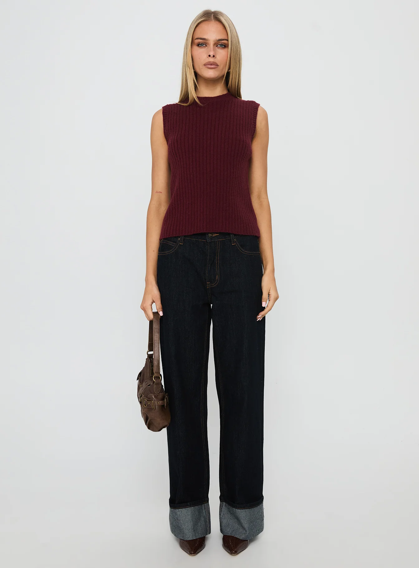 Jessabell Rib Sleeveless Top Wine