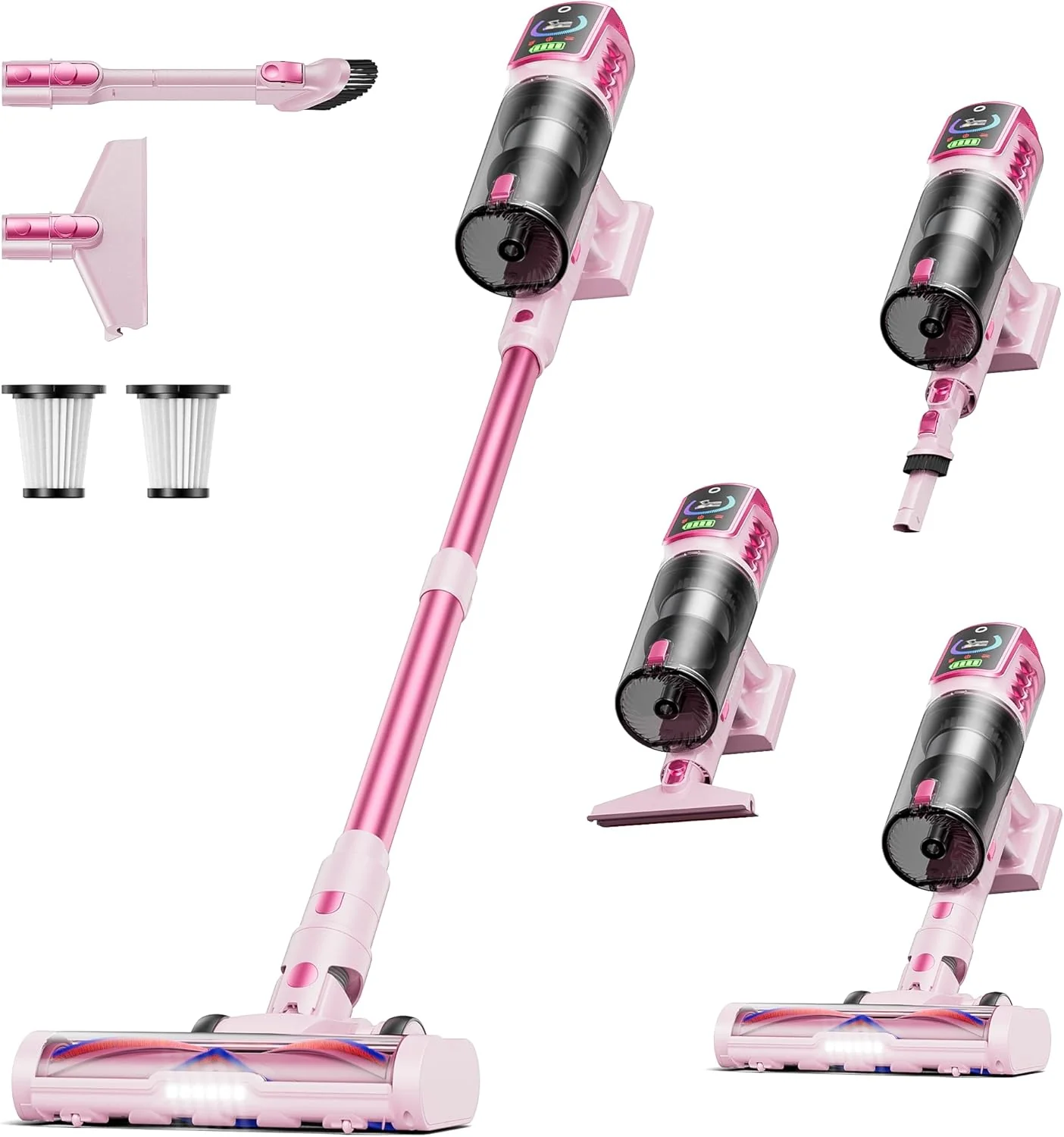 Cordless Vacuum Cleaner,55KPa 650W 65Mins Vacuum Cleaners for Home,Stick Vacuum with LED Display Anti tangle Brush and Self Standing Design,Vacuum Cleaner for Hardwood Floors,Carpet,Pet Hair,Car