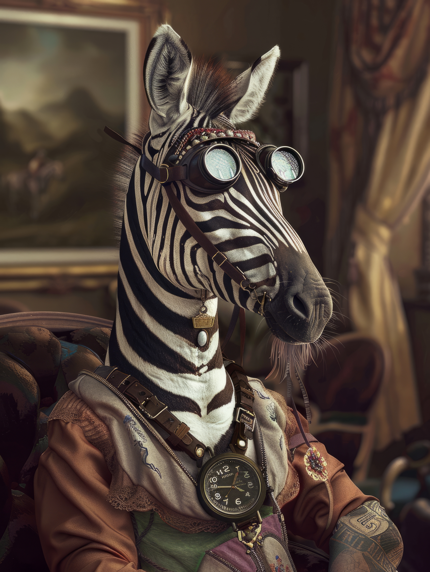 Canvas schilderij van een Zebra 100x200 cm