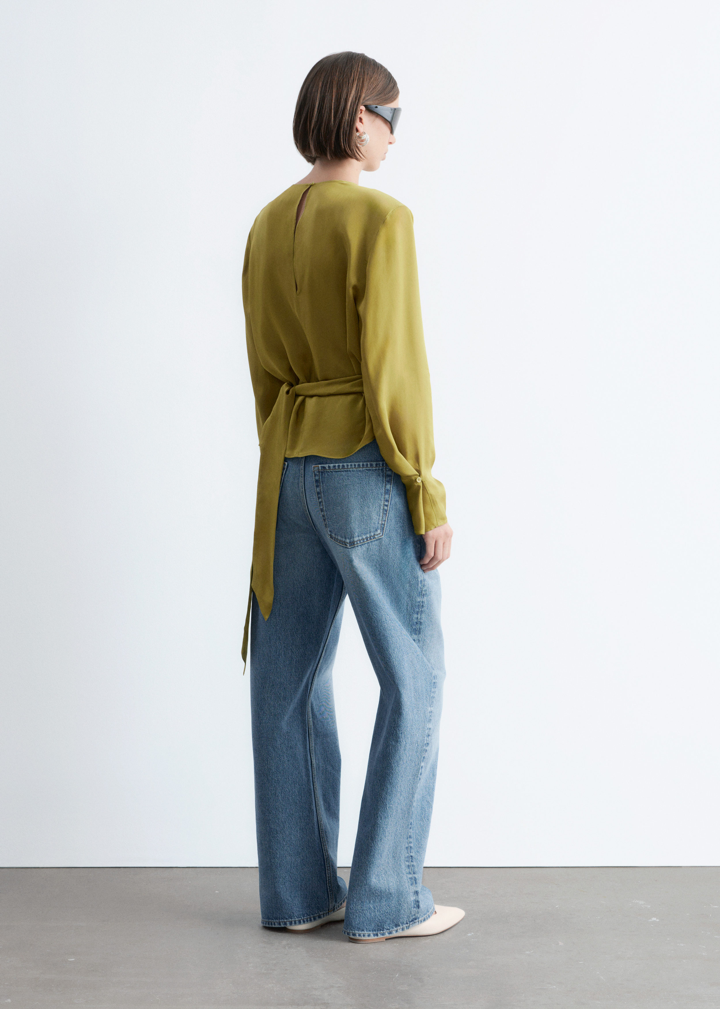& Other Stories GATHERED TIE-BELT BLOUSE