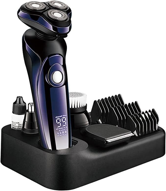 Rasoio elettrico multifunzione, rasoio elettrico ricaricabile tramite USB, display digitale LCD, impermeabile, rasoio elettrico con pettine limite, per rasatura e toelettatura