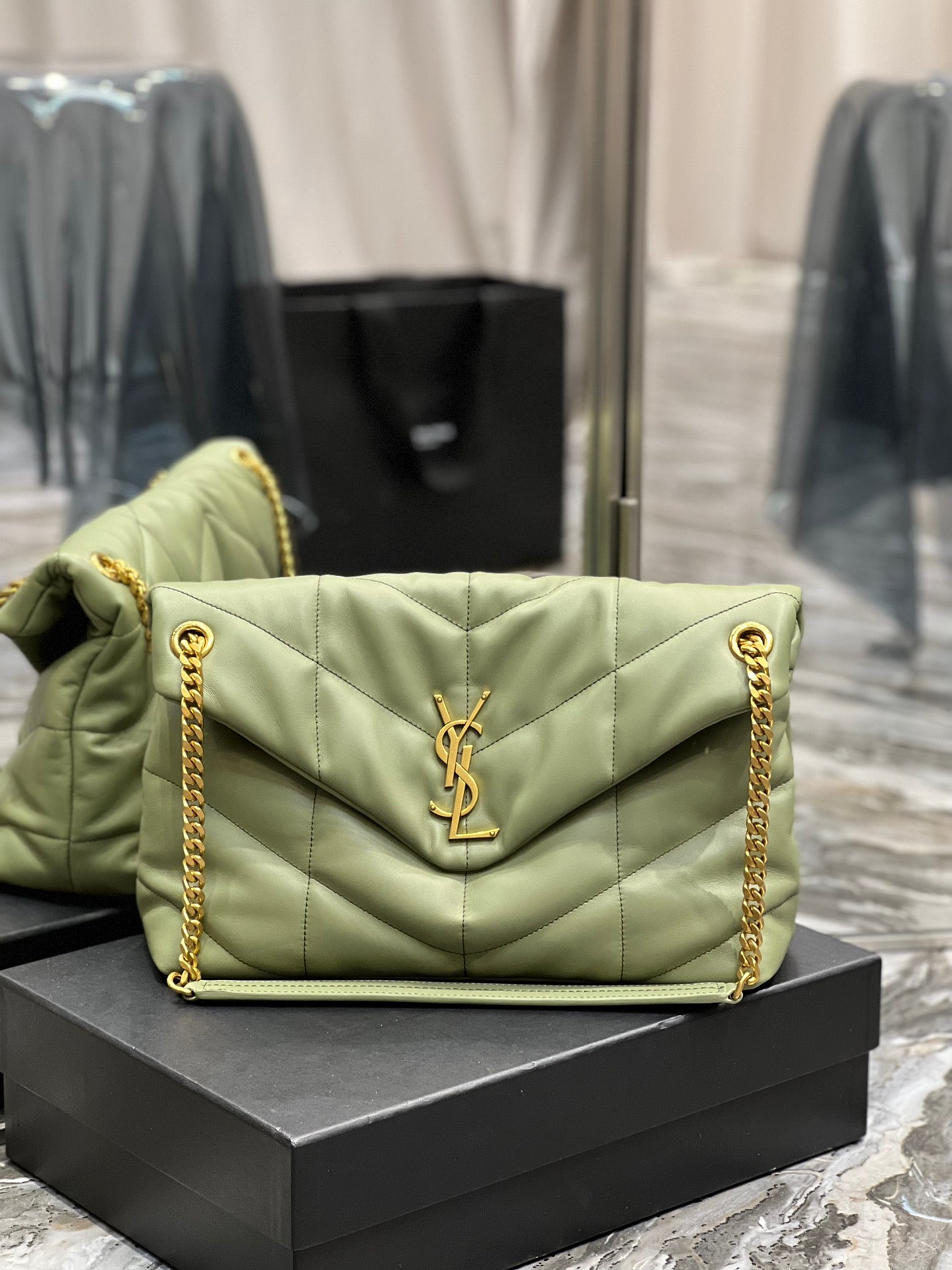 Y PUFFER MEDIUM BAG IN QUILTED LAMBSKIN - Top Club