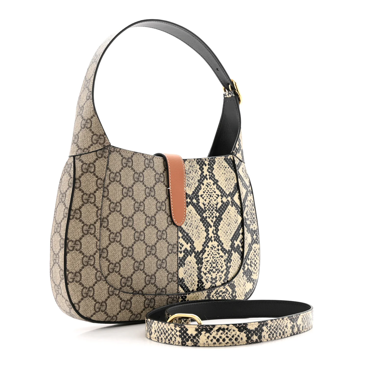 GG Supreme Monogram Snakeskin Small Jackie 1961 Hobo Beige Ebony - Top Club