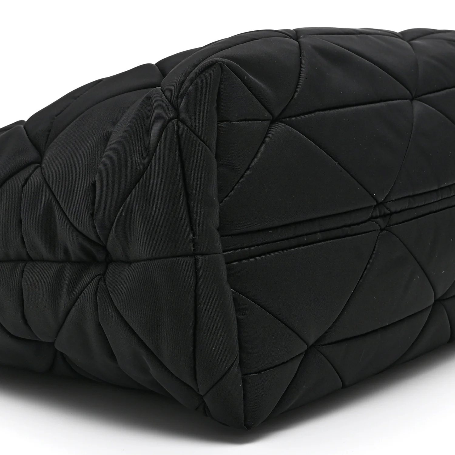 Re-Nylon Nappa Triangle Quilted Padded Medium Double Handled Zip Tote Black - Top Club