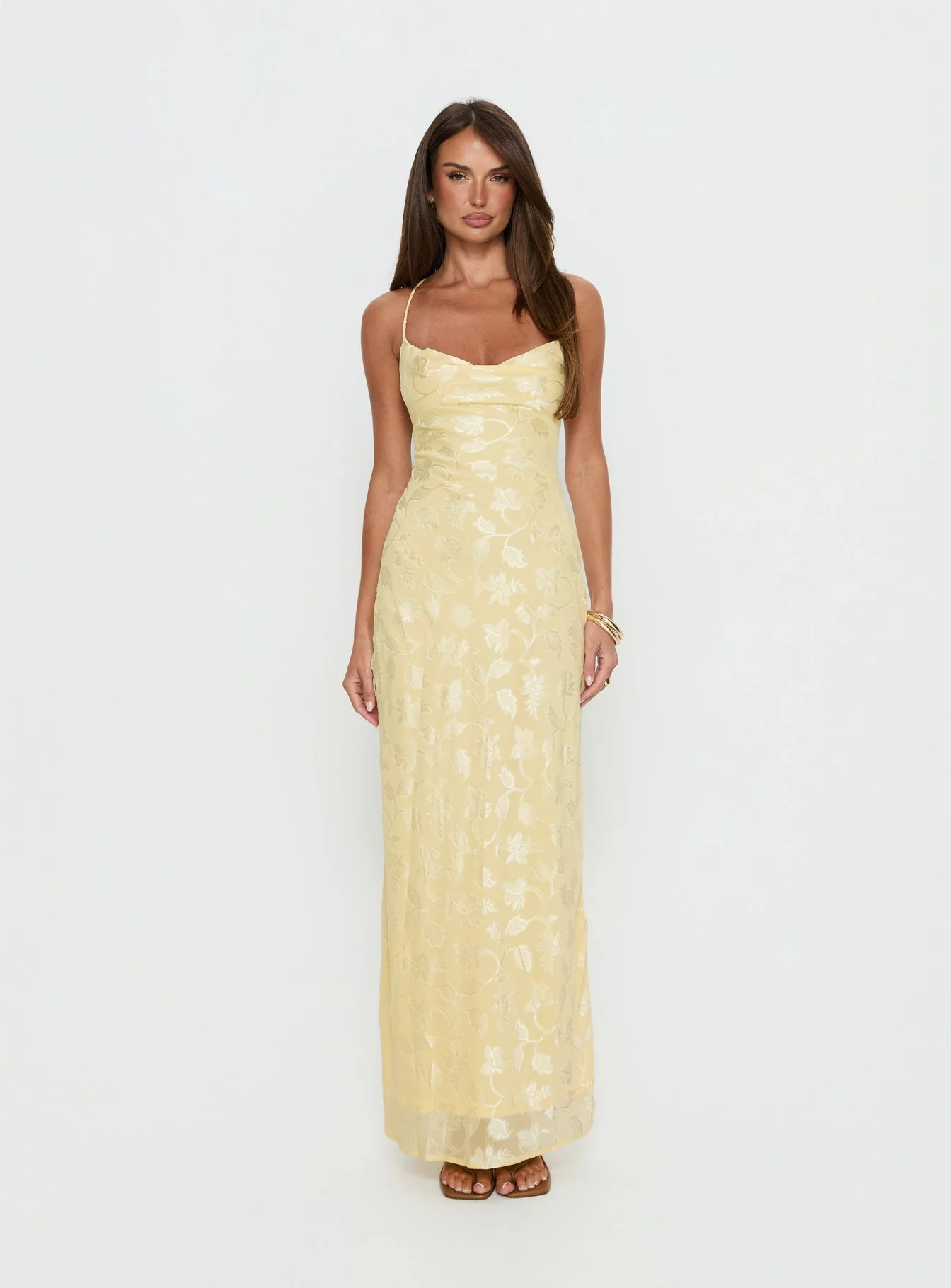 Celena Maxi Dress Lemon Burnout