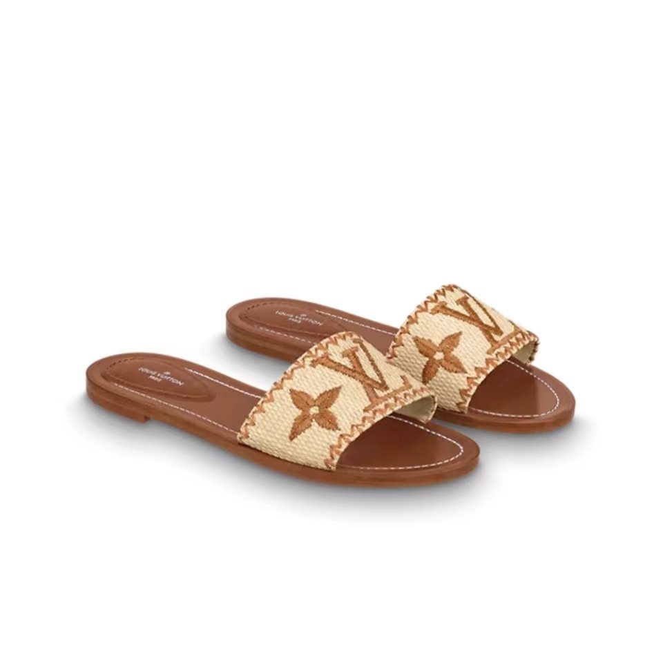 Louis Vuitton LV Lock lt Flat Flat Sandals Slide (Replica) - Sneaker Replica Workshop