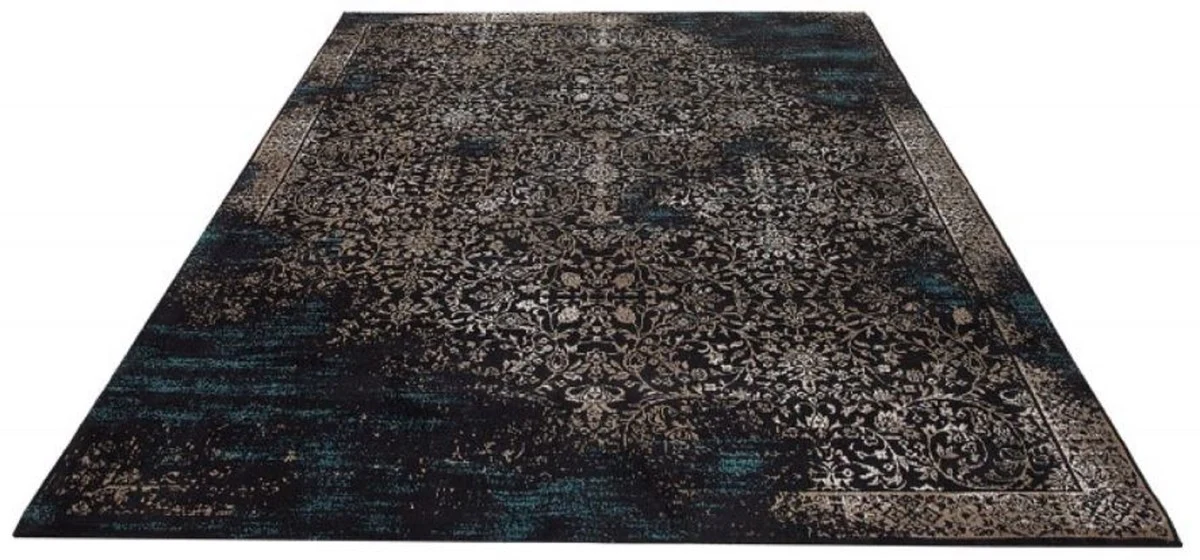 Living room rug vintage blue / multicolored 160 x 240 cm - rectangular cotton rug - living room decoration accessories
