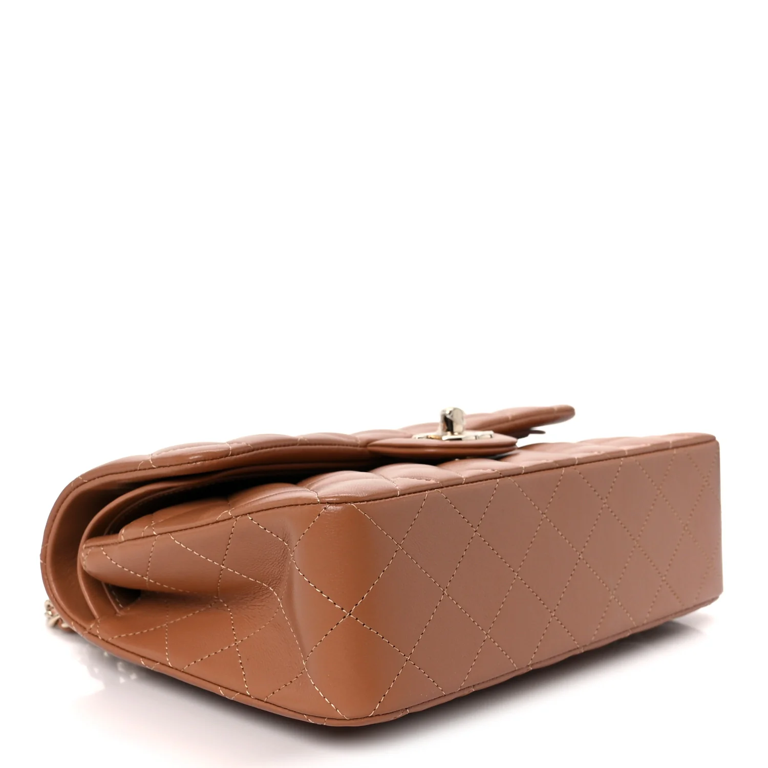 Lambskin Quilted Small Double Flap Brown - Top Club