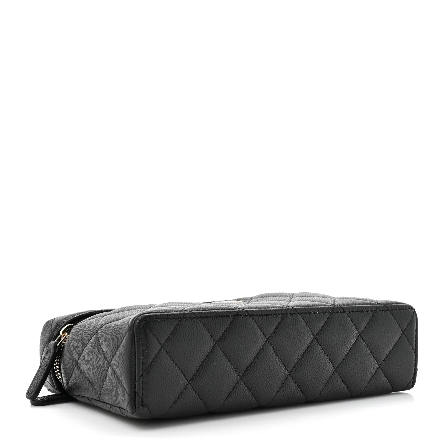 Caviar Quilted Top Handle Slim Vanity With Chain Black - Top Club