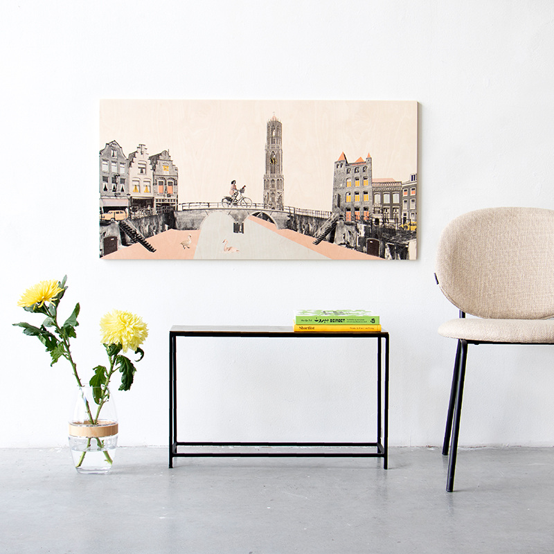 StoryWood wandpaneel Langs de Utrechtse grachten 55 x 110 cm