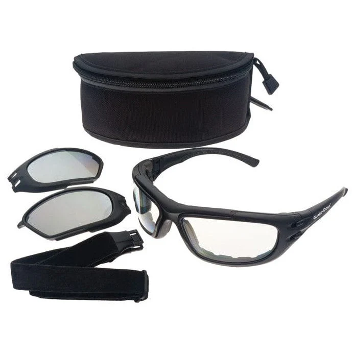 Guard Dogs G100 Safety Glasses/Goggle Kit Black Frame Clear Gray Lenses - Alvarez Pro Painting LLC