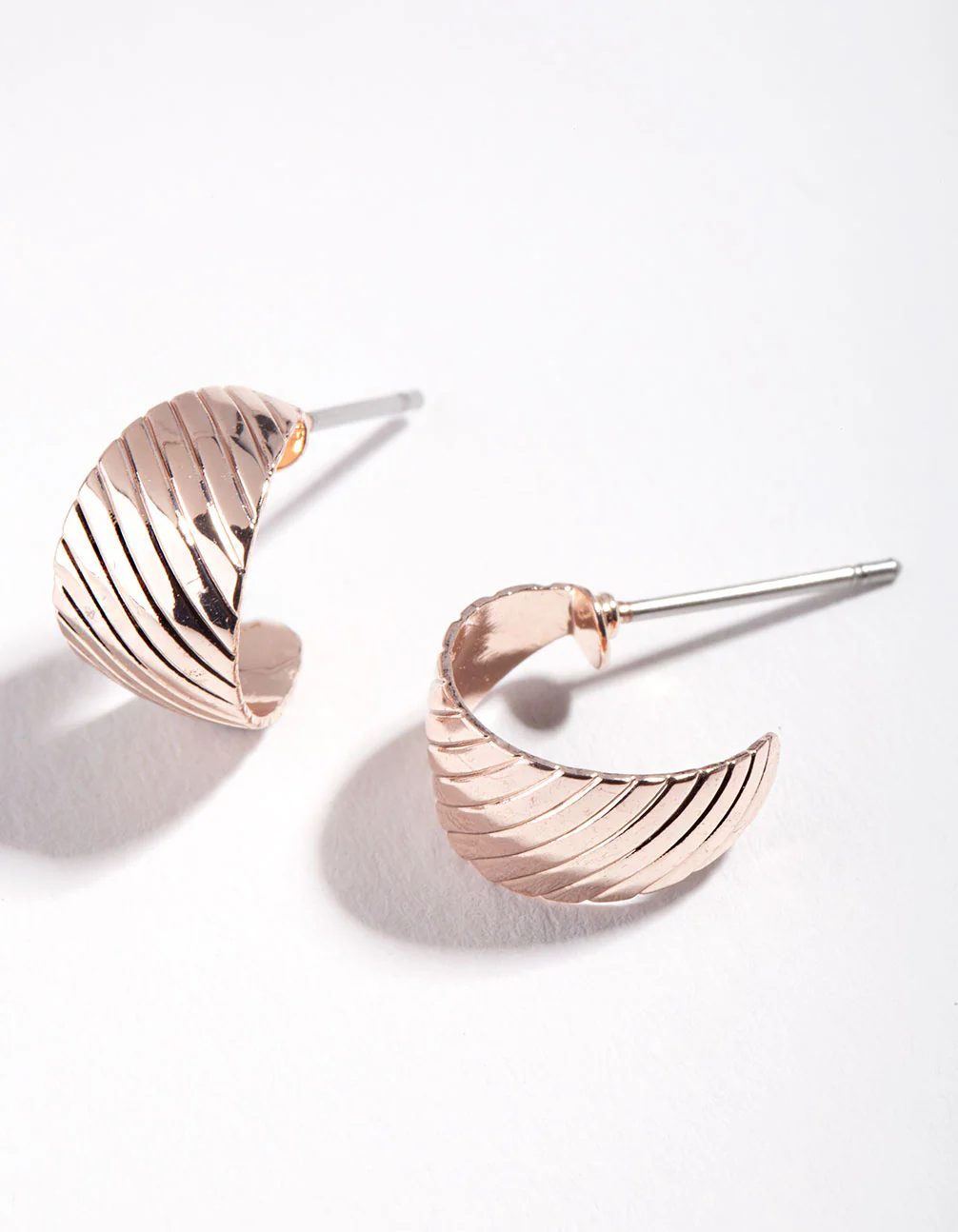 Rose Gold Textured Chunky Hoop Earrings