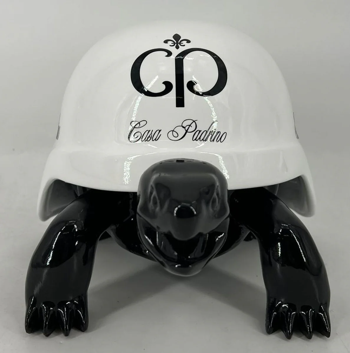 Luxury decorative figure turtle black / white 40 cm - decorative sculpture