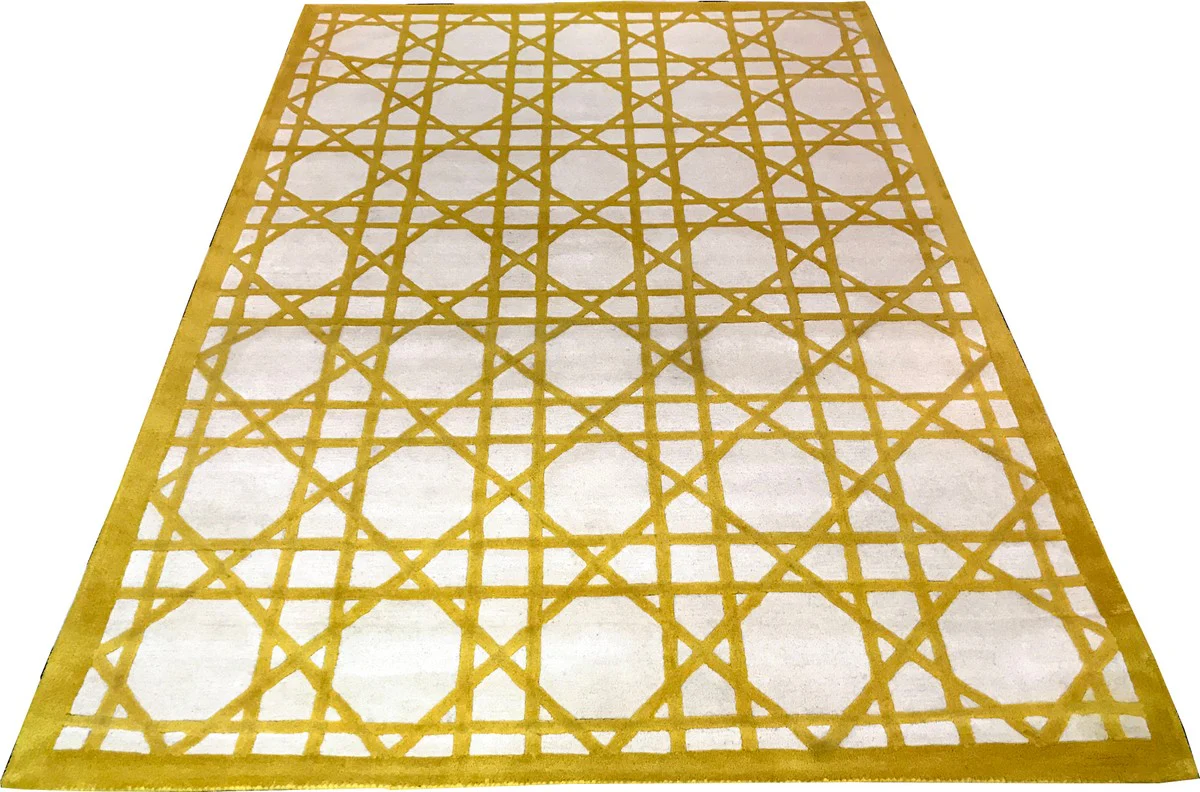 Luxury carpet from New Zealand wool yellow / cream 170 x 240 cm - hand-tufted living room carpet