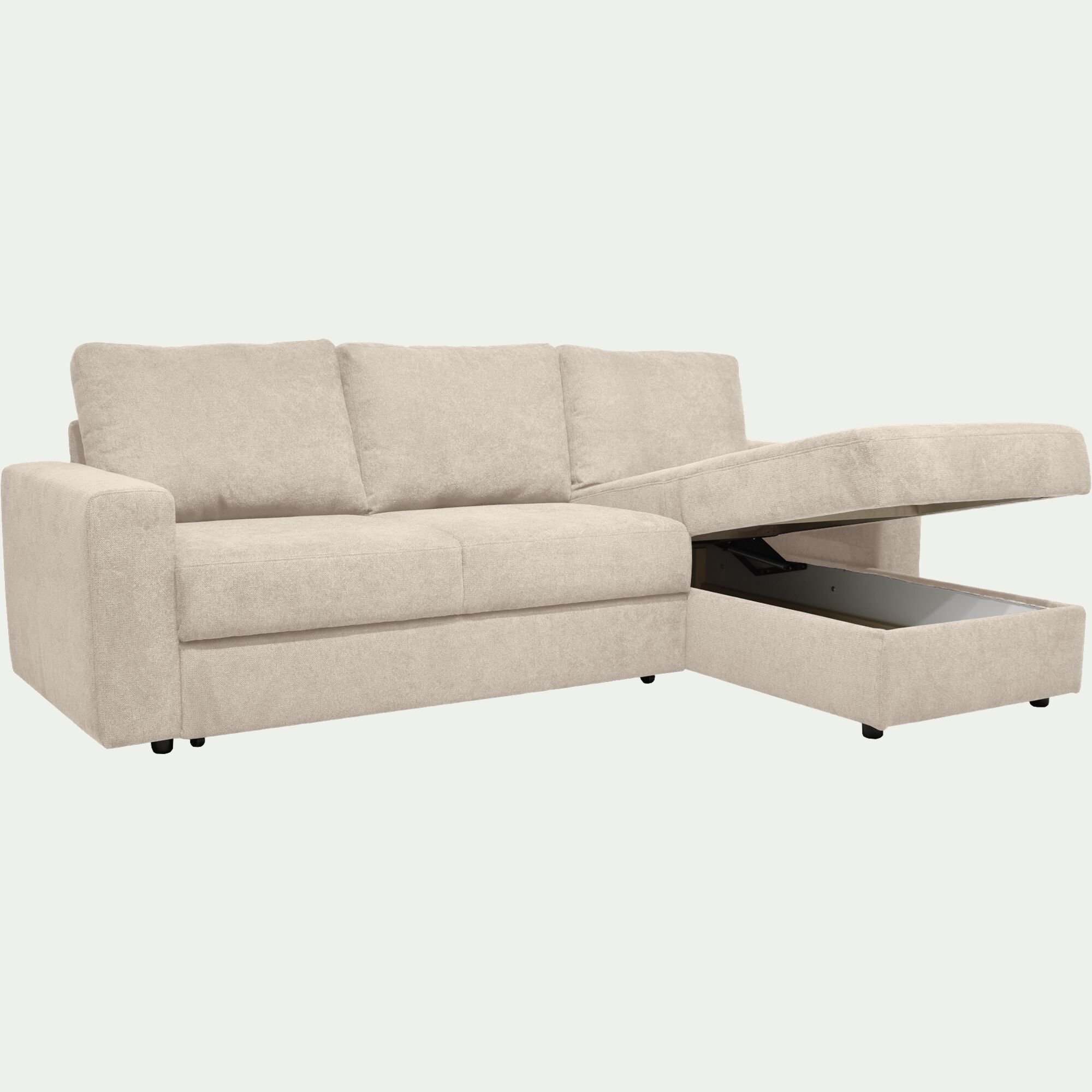 HONORE - Canapé d'angle réversible convertible en tissu tramé - beige roucas
