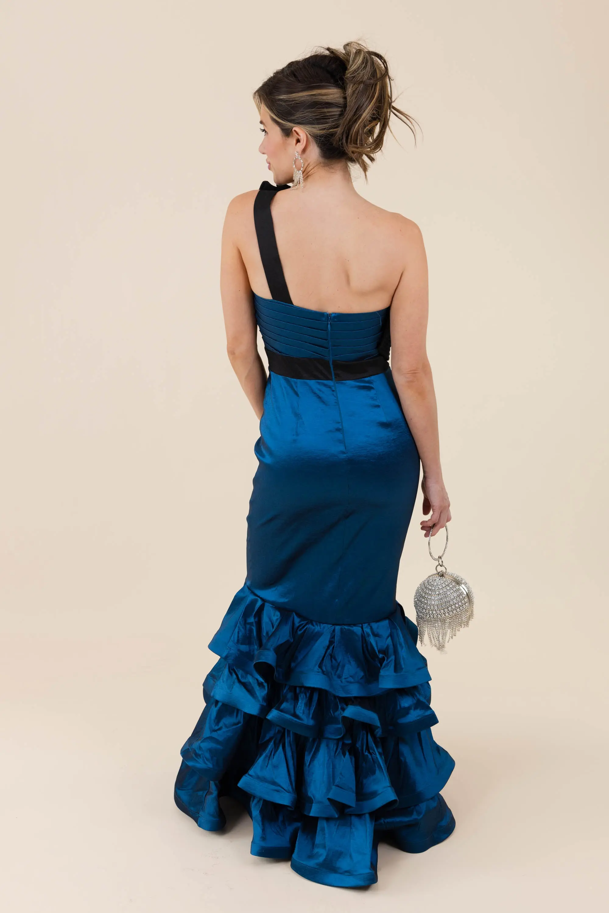 Was It Ever Love Satin Ribbon Ruffle Tiered Maxi Dress - ALJEGJ